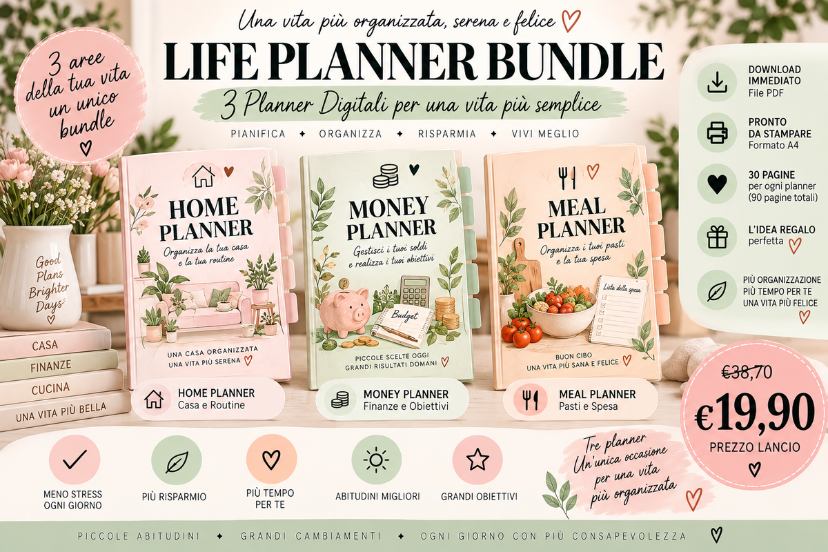 Life Planner Bundle – Home Planner, Money Planner e Meal Planner